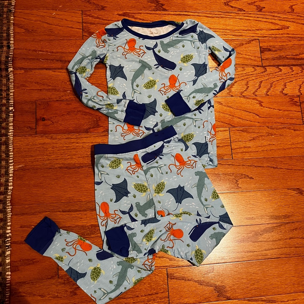 Little Sleepies Blue and Orange Dinosaur Pajama Set